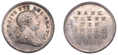 Bank of Ireland, Ten Pence, 1805, laureate bust of George III to right, front leaf under d of dei, rev. legend, edge...