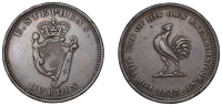 Co DUBLIN, Dublin, Edward Stephens, Pattern Penny, 1813, by T. Halliday, in copper, crowned harp, rev. cock, no...