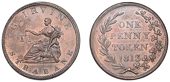 Co TYRONE, Strabane, Gerard Irvine, Penny, 1813, Commerce seated left on bale, rev. value in wreath, edge...