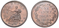 Co TYRONE, Strabane, Gerard Irvine, Penny, 1813, Commerce seated left on bale, rev. value in wreath, edge...