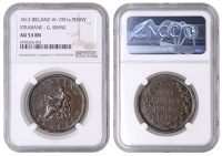 Co TYRONE, Strabane, Gerard Irvine, Penny, 1813, Commerce seated left on bale, rev. value in wreath, edge...