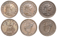 Not Local: ‘Luke XX Chap. XXV’ series, Pennies (3), 1818, 15.29g/6h (W 1915a), 1821, 15.11g/6h (W 1916), 1822,...