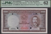 Banco Nacional Ultramarino, Mozambique, colour trial 1000 Escudos, ND (1953), serial number 000000, red SPECIMEN...