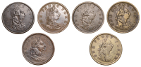 Not Local: ‘One Penny Token’, Pennies (6), 1819, 16.06g/6h (W 1938), 1820 (5), 12.93g/6h (W 1941), 14.37g/6h,...