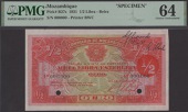 Companhia de Mocambique, specimen 1/2 Libra Esterlina, 1 October 1931, serial number 000000, two cancellation holes,...