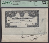 Companhia de Mocambique, obverse die proof for 1/2 Libra Esterlina, 1 October 1931, no serial number, black print,...