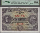 Banco Nacional Ultramarino, Portuguese Guinea, printers archival specimen 100 Escudos, 1 January 1921, serial number...