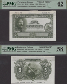 Banco Nacional Ultramarino, Portuguese Guinea, obverse and reverse die proofs for 5 Escudos, 2 November 1944, no...
