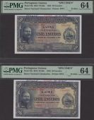 Banco Nacional Ultramarino, Portuguese Guinea, printers archival specimen 20 Escudos (3), 17 November 1945, serial...