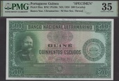 Banco Nacional Ultramarino, Portuguese Guinea, proof 500 Escudos, ND (1958), no serial number, without security...