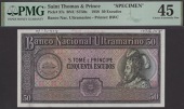 Banco Nacional Ultramarino, St Thomas & Prince, specimen/proof 50 Escudos, ND (1958), no serial number or signature,...
