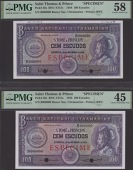 Banco Nacional Ultramarino, St Thomas & Prince, specimen 100 Escudos (2), 20 November 1958, serial numbers B000000,...