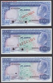 Banco Nacional de S.Tome e Principe, specimen 1000 Dobras (3), 12 July 1977, two with prefix AC, all with zero...