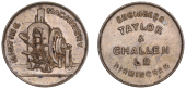 BIRMINGHAM, Taylor & Challen, c. 1922, a brass advertising medal, minting machinery, rev. inscription in six lines,...