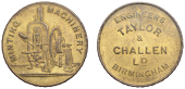BIRMINGHAM, Taylor & Challen, c. 1922, a brass advertising medal, minting machinery, rev. inscription in six lines,...