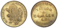 BIRMINGHAM, Taylor & Challen, c. 1908, a brass advertising Token, minting machinery, rev. inscription in six lines,...
