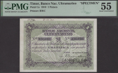 Banco Nacional Ultramarino, Timor, printers archival specimen 1 Pataca, 1 January 1910, serial number range 050001...