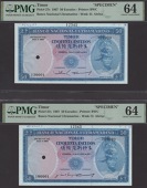 Banco Nacional Ultramarino, Timor, printers archival specimen 50 Escudos (2), 24 October 1967, serial number ranges...