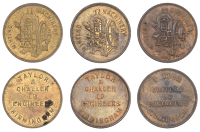BIRMINGHAM, Taylor & Challen, c. 1900, a brass advertising Token (3), minting machinery, rev. inscription in six...
