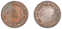 Syria, Compagnie de la Menthe Syrie, c. 1920-46, a copper Franc Token, 21mm, 4.64g/12h (Lec. 50). Verdigris,...