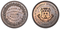 LONDON, William Till, Numismatist and Coin Dealer 1834, a copper advertising Token, shield of arms with motto, rev....