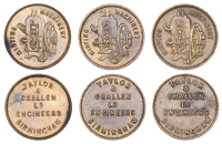 BIRMINGHAM, Taylor & Challen, brass advertising Tokens (3), minting machinery, rev. inscription in six lines, all...