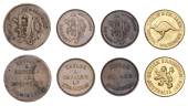 BIRMINGHAM, Taylor & Challen, brass advertising Tokens (4), minting machinery (3), 24mm, 19mm (2), British...