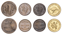 BIRMINGHAM, Taylor & Challen, brass advertising Tokens (4), minting machinery (3), 24mm, 19mm (2), British...