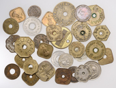 India, BOMBAY, Bombay Mint, Canteen Tokens (4), 10 Paise (2), 5 Paise (2), 23mm and 20mm (cf. Thakar 100.2.24; Prid....