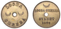India, SYLHET, Looba Cherra, Plantation Token, 1873, for the Assam Tea Gardens, in brass, with hole, 25mm, 5.28g/12h...