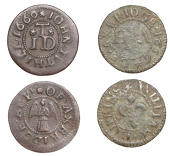 17th Century Tokens, SOMERSET, Axbridge, William Hopkins, Farthing, 1656, 0.98g/6h (N 3943; BW. 2); John Tuthill,...