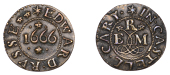 17th Century Tokens, SOMERSET, Castle Cary, Edward Russe, Farthing, 1666, 1.00g/12h (N 3998; BW. 81). About very...