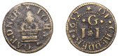 17th Century Tokens, SOMERSET, Cheddar, John Gardner, Farthing, 1652, 1.00g/6h (N 4014; BW. 101). Fair to fine,...