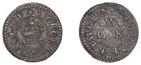 17th Century Tokens, SOMERSET, Cheddon, George Worrall, Farthing, 1666, 1.02g/6h (N –; DY 21, this piece; BW....