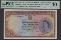 Bank of Rhodesia and Nyasaland, £10, 3 April 1956, serial number Z/1 000001, Grafftey-Smith signature, minor rust,...