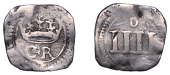 Charles I (1625-1649), Ormonde Money, Groat, 1.30g/12h (S 6548; DF 303). Flan made square and a little crimped, good...