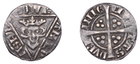 Edward I (1272-1307), Second coinage, Halfpenny, type Ia, Dublin, trefoil of pellets on breast, nothing before edw,...
