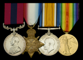 A Great War ‘Western Front’ Ginchy 1916 D.C.M. group of four awarded to Sergeant R. B. White, 9th Battalion,...