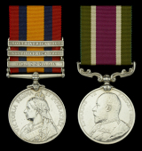 Pair: Private G. Cove, Devonshire Regiment, one of two men from the Regiment who served attached to the Telegraph...