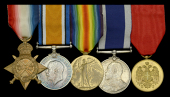 Five: Chief Stoker J. M. Harris, Royal Navy, who was awarded the Serbian Gold Medal for Zeal whilst attached to the...