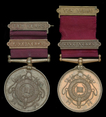 National Fire Brigades Union Long Service Medal, bronze (2), both with Five Years clasp and Ten Years top brooch...