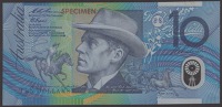 Reserve Bank of Australia, specimen polymer $10, ND (1993), serial number AA 93000000, Fraser and Evans signatures,...
