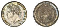George IV (1820-1830), Sixpence, 1825 (ESC 2427; S 3814). Prettily toned on obverse, extremely fine	 £70-£90