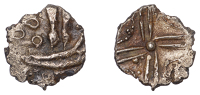 British Iron Age, TRINOVANTES, Early Uninscribed issues, Quarter-Stater, a contemporary plated imitation of British...