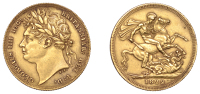 George IV (1820-1830), Sovereign, 1822 (M 5; Bull 961; S 3800). Lightly hairlined across dulled surfaces, good very...
