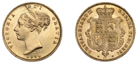 Victoria (1837-1901), Half-Sovereign, 1864, die 31 (Hill 440; S 3860). Small patch of scratching over die flaw at 12...
