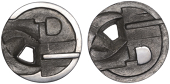 ENGLAND, Cubist Token, 1987, a pewter medal by S. Lynch, cubist images of a face, mouth and ears both sides, edge...
