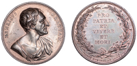 Medallions, Death of Henry Grattan, 1820, a copper medal by W.S. Mossop, bust right, rev. legend of six lines within...