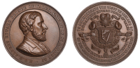 Medallions, Visit of Prince of Wales to Ireland, 1868, a copper medal by F.H. Mares, bust right, rev. Irish harp on...
