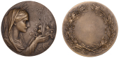 FRANCE, La France au devouement [France for Self-Sacrifice], 1914, a bronze award medal by H.-J. Lefebvre, robed...
